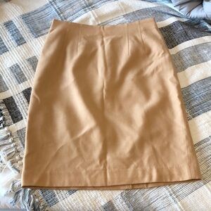 JG Hook Womens Pencil Skirt Sz 4P Tan 100% Wool Zipper Fall Classic Basic Capsul